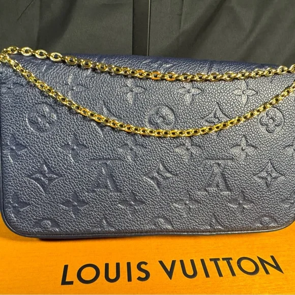 Louis Vuitton- Navy Pochette Félicie Empriente leather MSRP $1620 w/ Full Set - Picture 9 of 16